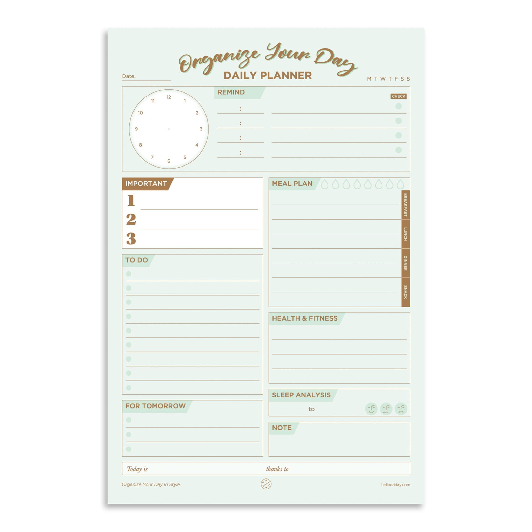 Daily Planner Notepad With 80 Undated Tear-Off Pages 6x9in., Daily