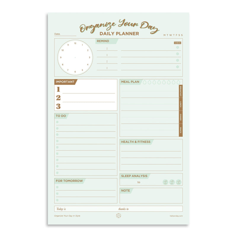 Daily Planner Tear Off Notepad Green Hellooriday