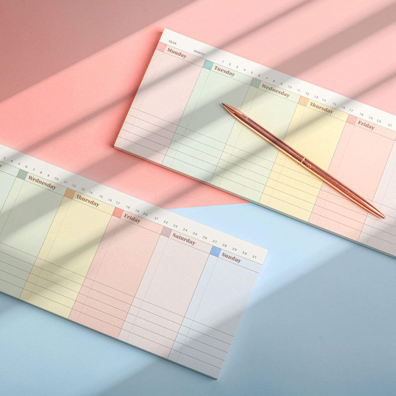 Oriday Weekly Calendar Planner Notepad Tear Off Pad Rainbow - Cover all ...