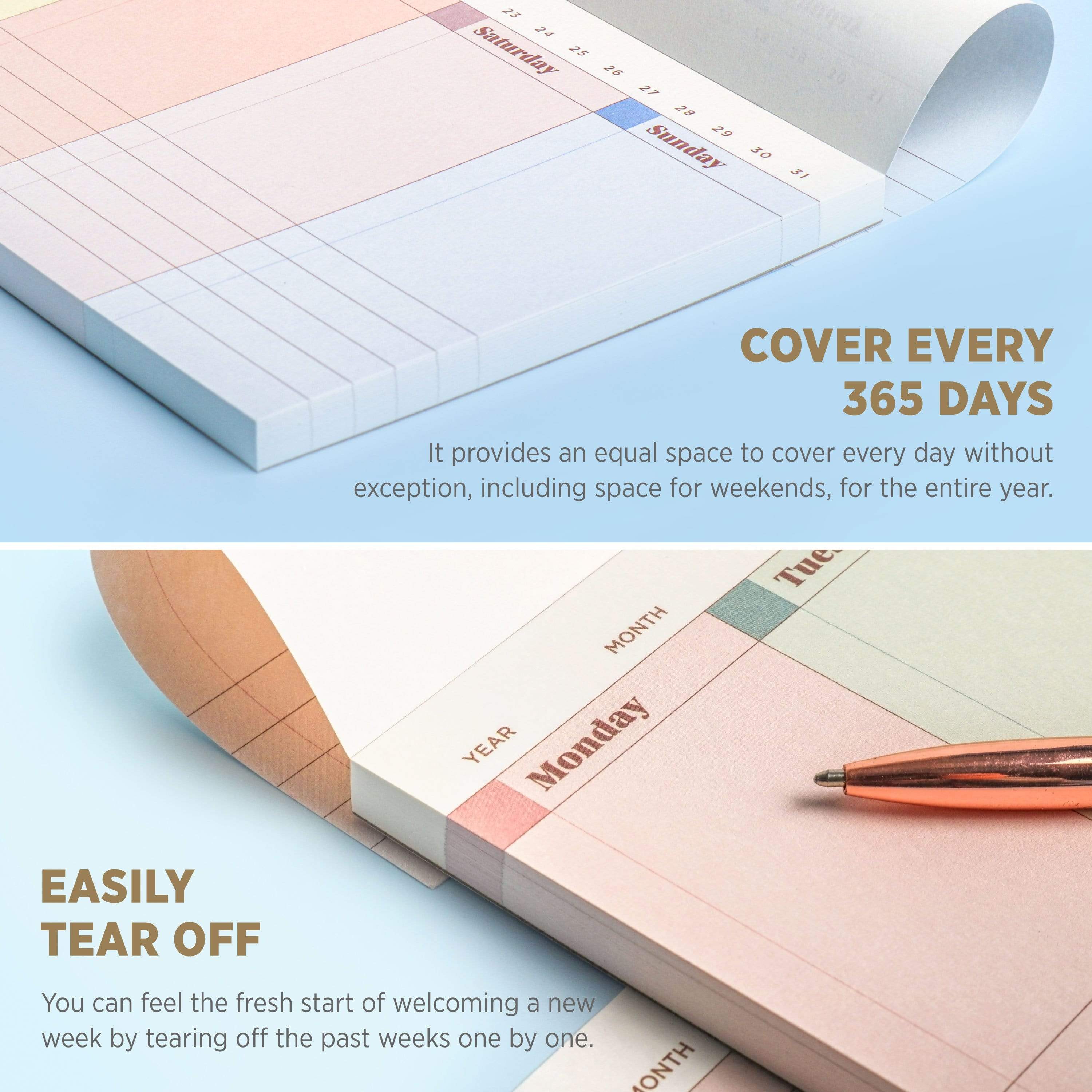 Weekly Calendar Planner Rainbow Notepad