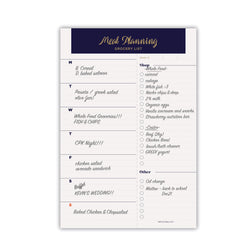 Weekly Magnetic Meal Planner Notepad - simple design navy gold -  fridge grocery list & weekly meal planning pad planner with 2 magnets. Tear off groceries shopping list. 52 sheets, 6x9”, Perfect for weekly diet prep, what to eat family menu meal plan pad, menu planner - Hello Oriday