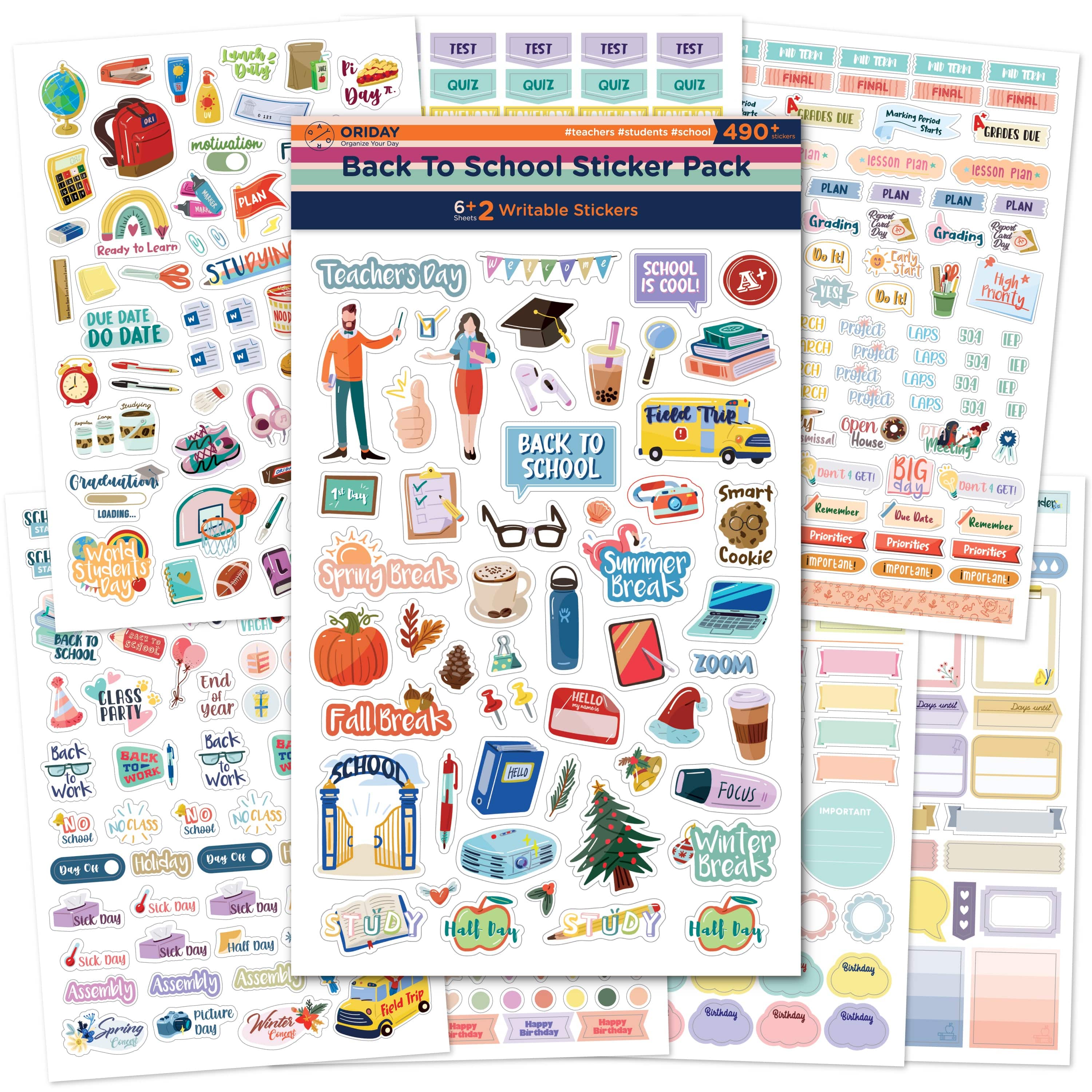Oriday | New Daily Planner Sticker Pack - 500+ Stickers, Perfect size, Premium Design & Materials