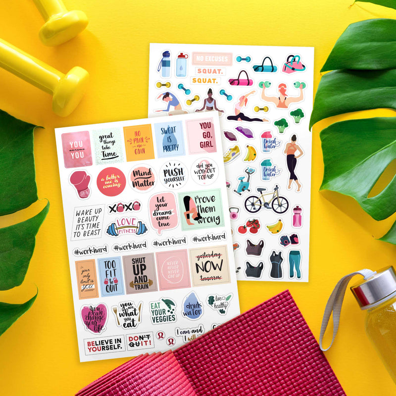 Workout, Fitness & Food Planner Stickers for Adults - Motivational,  Aesthetic and Inspirational Planner Stickers for Scrapbook, Food and  Fitness