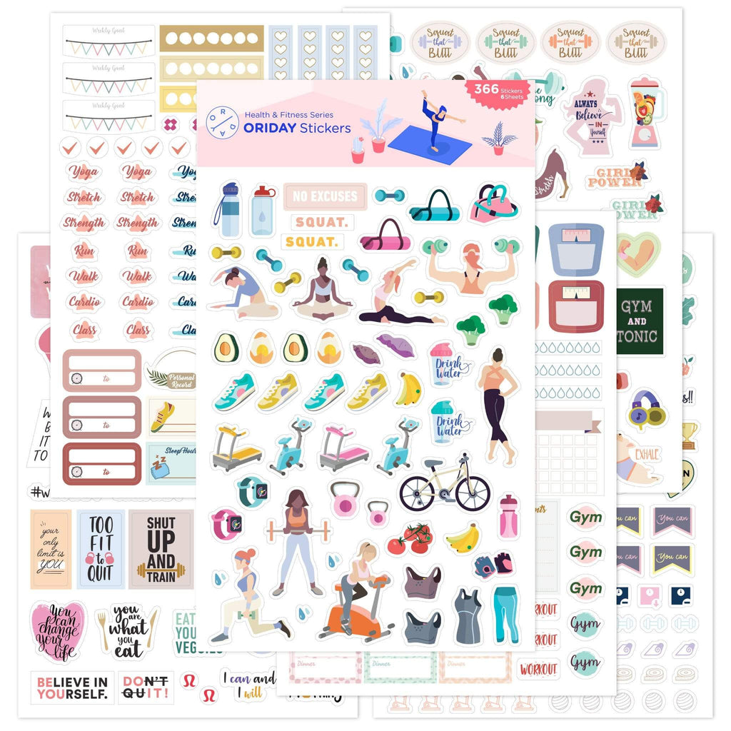 Lamare Fitness Planner Stickers for Planner – Workout and Fit Stickers – 12 Sheets