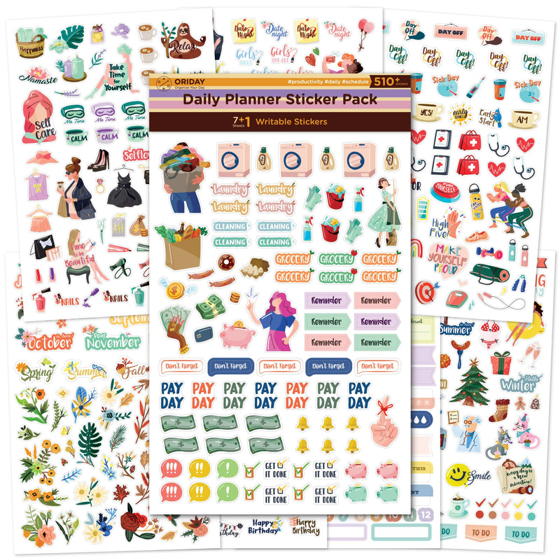 ORIDAY  New Daily Planner Sticker Pack - 500+ Stickers, Perfect