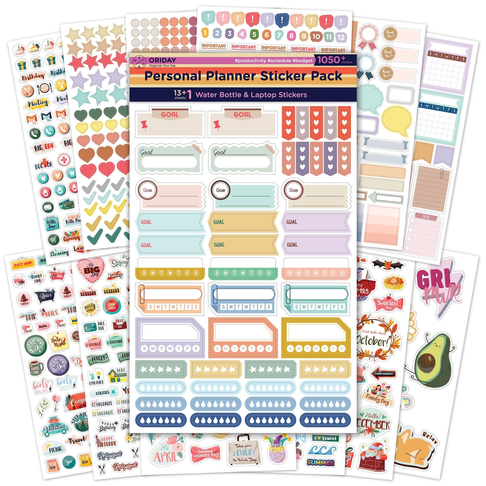 Planner Stickers - 28 Sheets, 1378 Stunning Design Accessories for Journals  and Calendars, Essential Planner Accessories by Tullofa - Green