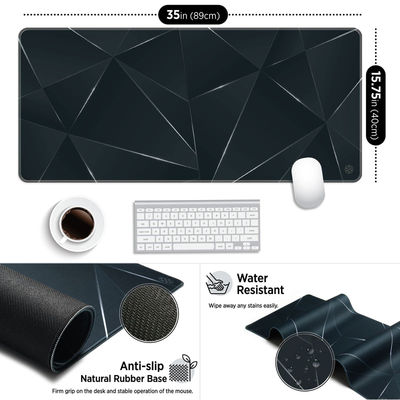 Hellooriday Desk Pads & Blotters XXL Extended Desk Mouse Pad -Black Chic