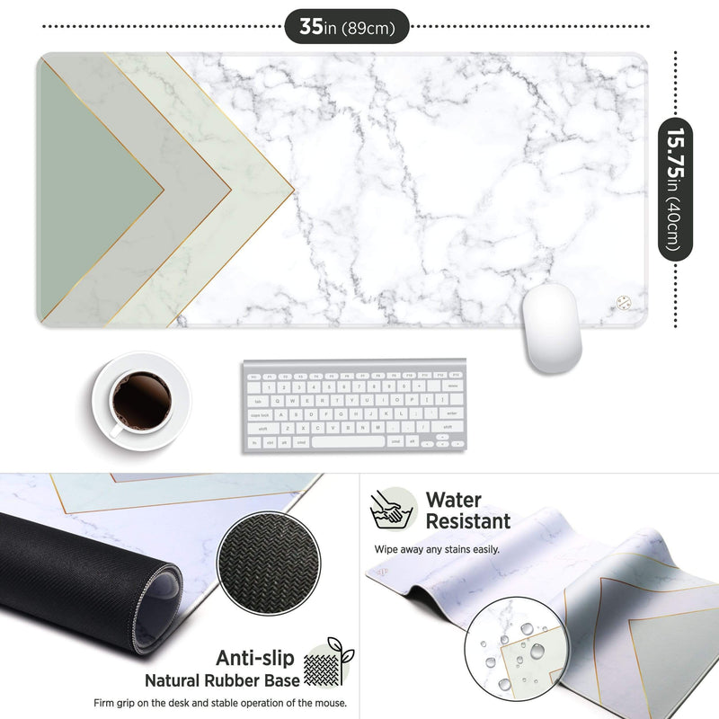 Hellooriday Desk Pads & Blotters XXL Extended Desk Mouse Pad - Mint Marble