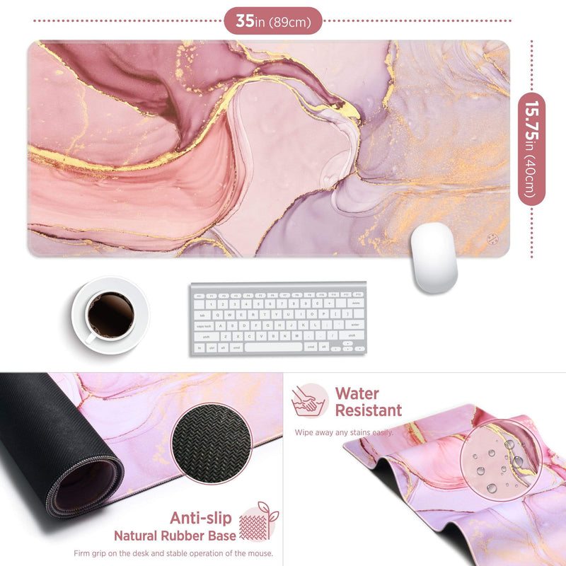 Hellooriday Desk Pads & Blotters XXL Extended Desk Mouse Pad - Pink and Purple