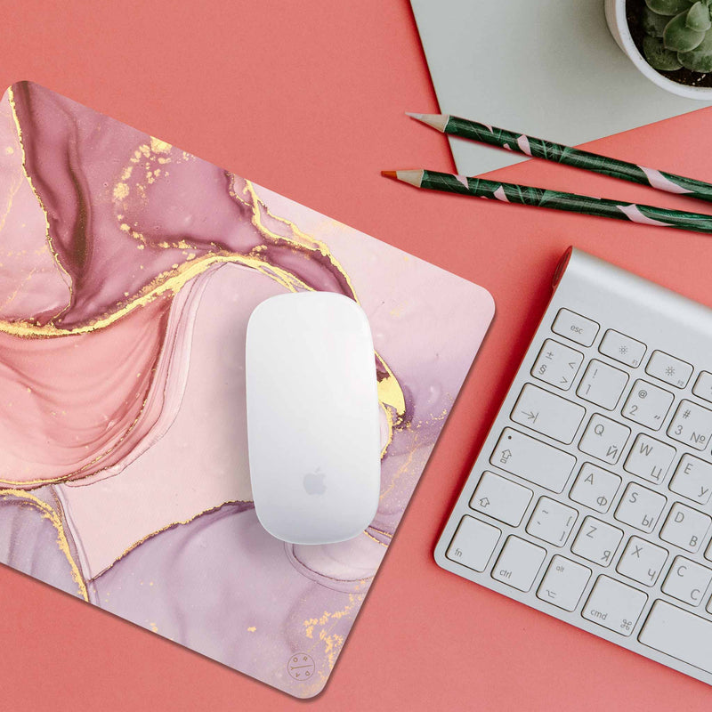 Best Non-slip Desk Mouse Pad -  Pink and Purple - Best cute aesthetic modern marbling design pink gaming desk mouse pad custom for women. Productivity, Inspirational, and Motivational. Home and office, Non-slip thick rubber - Hello Oriday