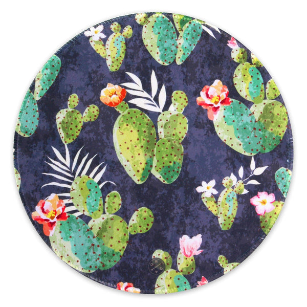 Best Non-slip Desk gaming round Mouse Pads - Cactus - Best cute large circle mousepads. Productivity inspirational pattern modern design. Home and office, non-slip thick rubber - Hello Oriday