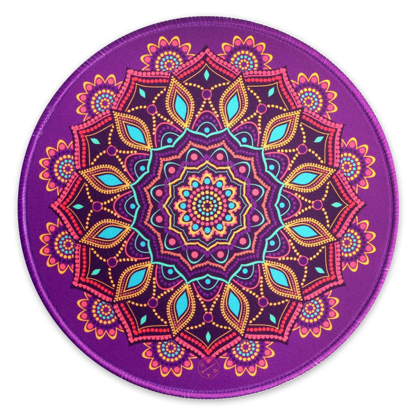 Best Non-slip Desk gaming round Mouse Pads - Calming Mandala - Best cute large circle mousepads. Productivity inspirational pattern modern design. Home and office, non-slip thick rubber - Hello Oriday