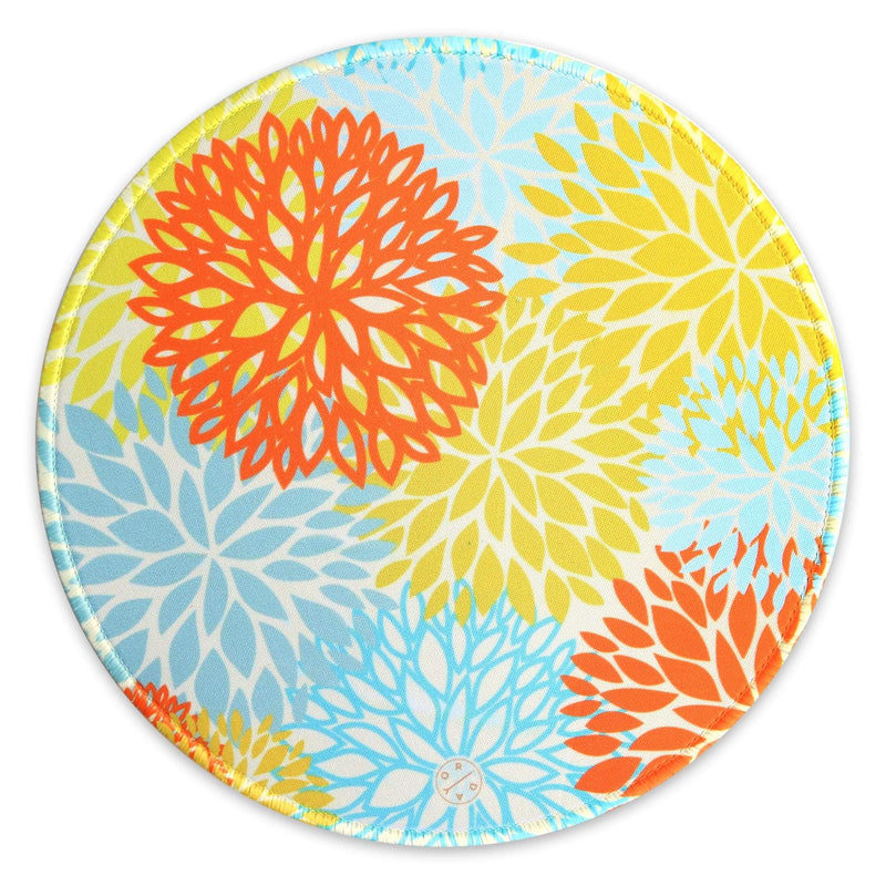 Best Non-slip Desk gaming round Mouse Pads - Chrysanths - Best cute large circle mousepads. Productivity inspirational pattern modern design. Home and office, non-slip thick rubber - Hello Oriday