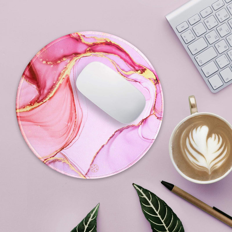 Best Non-slip Desk gaming round Mouse Pads - Pink and Purple - Best cute large circle mousepads. Productivity inspirational pattern modern design. Home and office, non-slip thick rubber - Hello Oriday