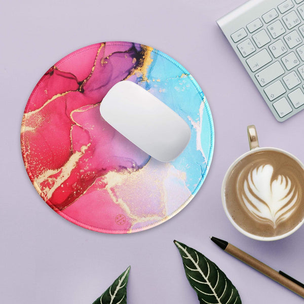 Best Non-slip Desk gaming round Mouse Pads - Purple and Blue - Best cute large circle mousepads. Productivity inspirational pattern modern design. Home and office, non-slip thick rubber - Hello Oriday