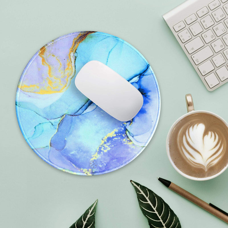 Best Non-slip Desk gaming round Mouse Pads - Purple Ocean - Best cute large circle mousepads. Productivity inspirational pattern modern design. Home and office, non-slip thick rubber - Hello Oriday