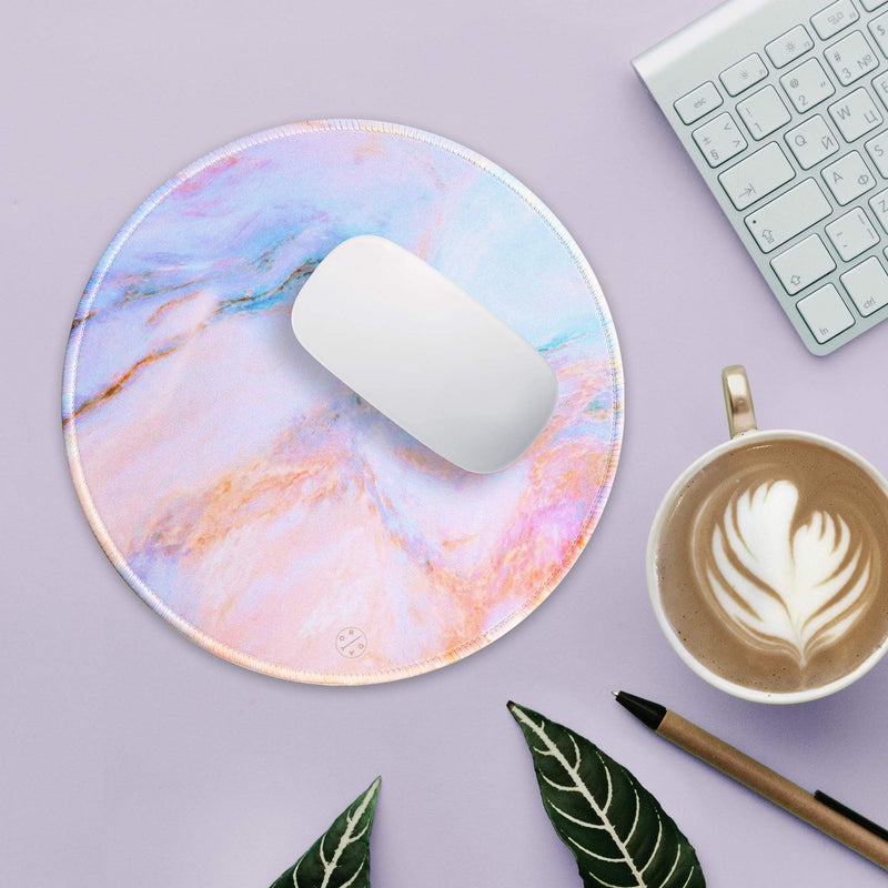 Best Non-slip Desk gaming round Mouse Pads - Soft Marble - Best cute large circle mousepads. Productivity inspirational pattern modern design. Home and office, non-slip thick rubber - Hello Oriday