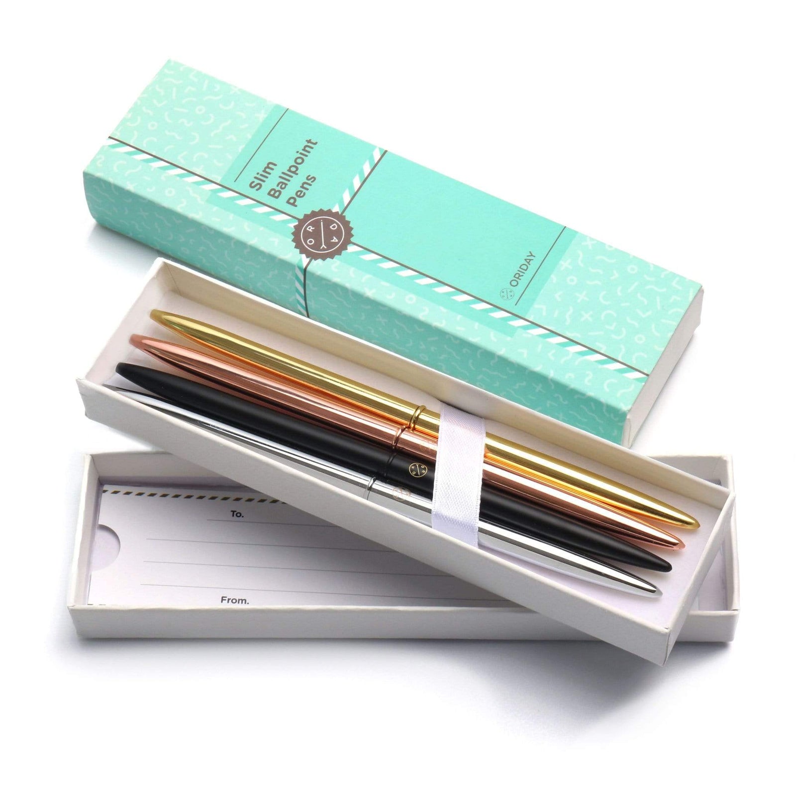 Gullor 3-Pack Slim Metal Ballpoint Pens – Retractable Rose Gold Pens, 1.0mm Black Ink